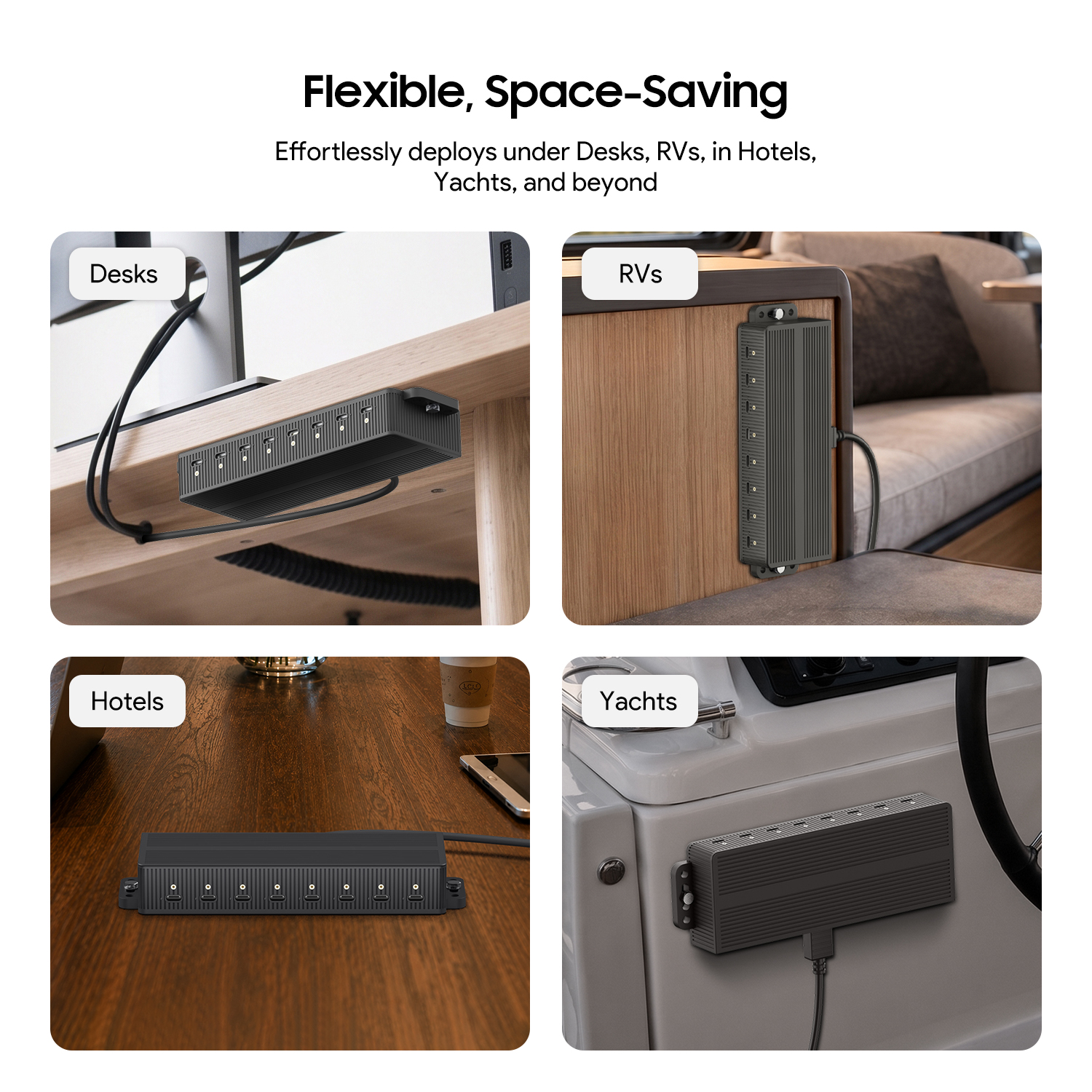 Mountable 8‑port 65W USB-C Charging Station,Charging Hub