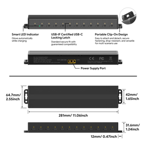 Mountable 12‑port 45W USB-C Charging Station,Charging Hub 