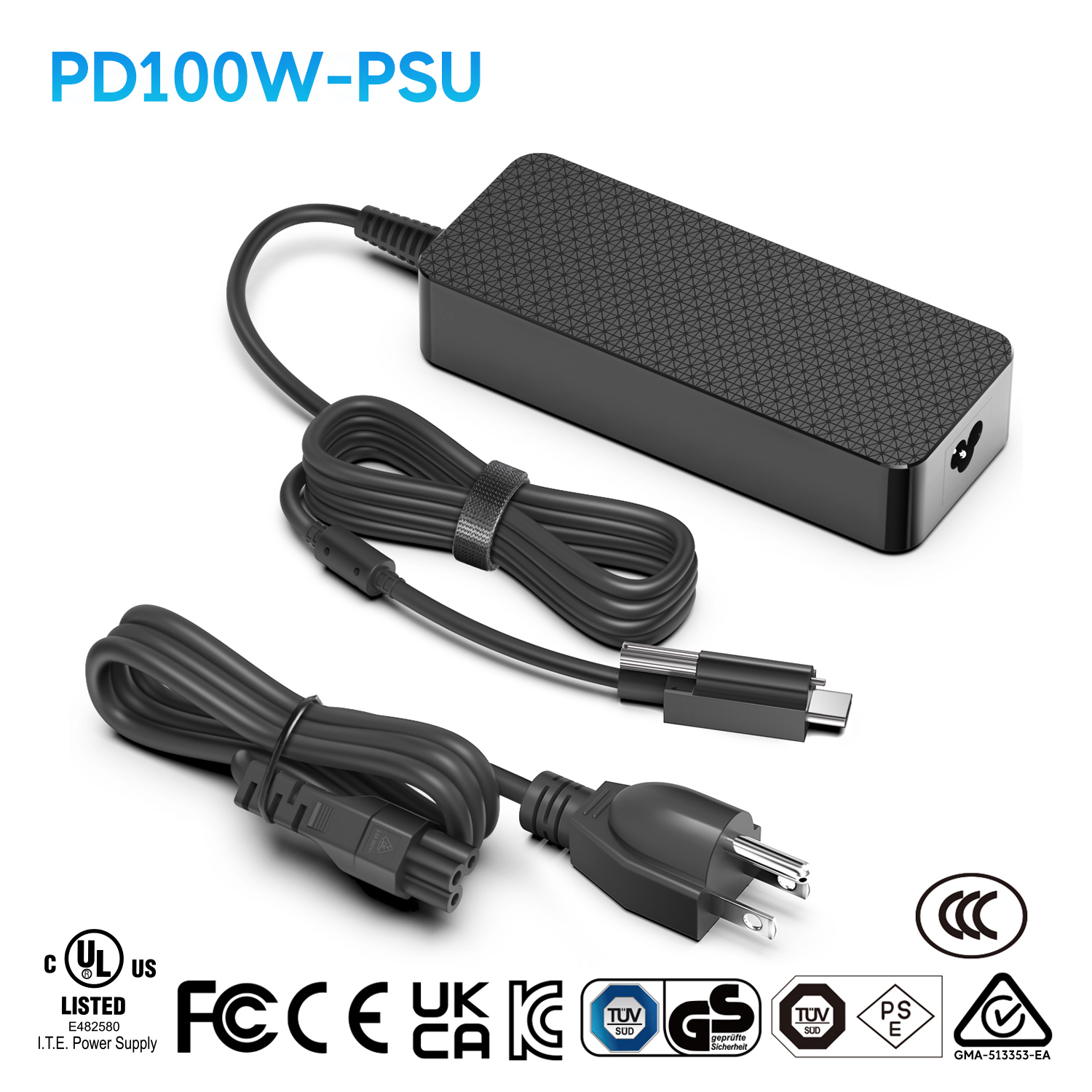 USB-C PD100W Power Supply with Screw Locking Connector 