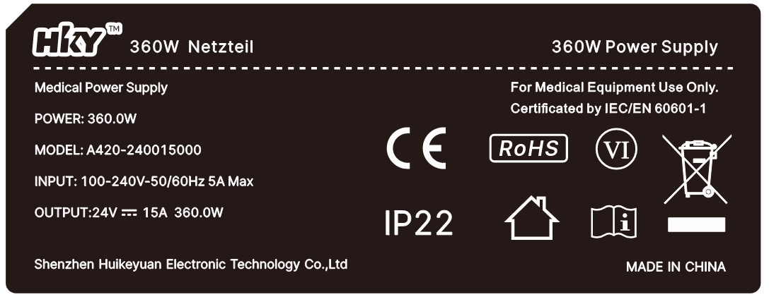 GaN 24V15A Medical Power Supply